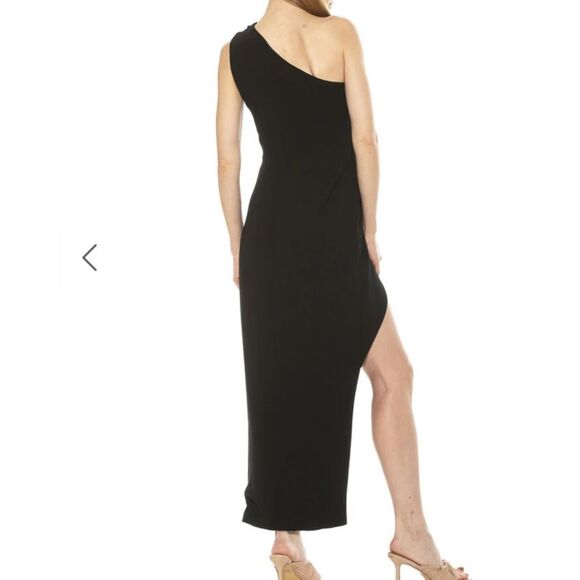 NWT Alexia Admor Alessi Gown Slit One Shoulder Dress Black - Picture 3 of 9